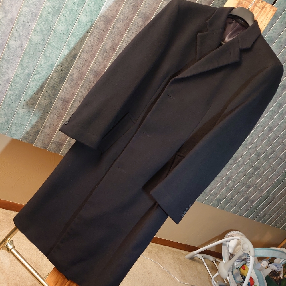 Jean Paul Germain Black Wool Overcoat Size 40 Mens